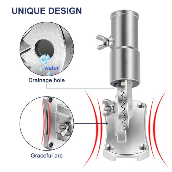 Geek Cheers Fahnenmasthalter, Multi-Positionen, Fahnenmasthalterung mit Hardware, T304 Edelstahl, silberfarbene Fahnenmasthalterung – robust und rostfrei, Verstellbarer Winkel, Halterung für 2,5 cm