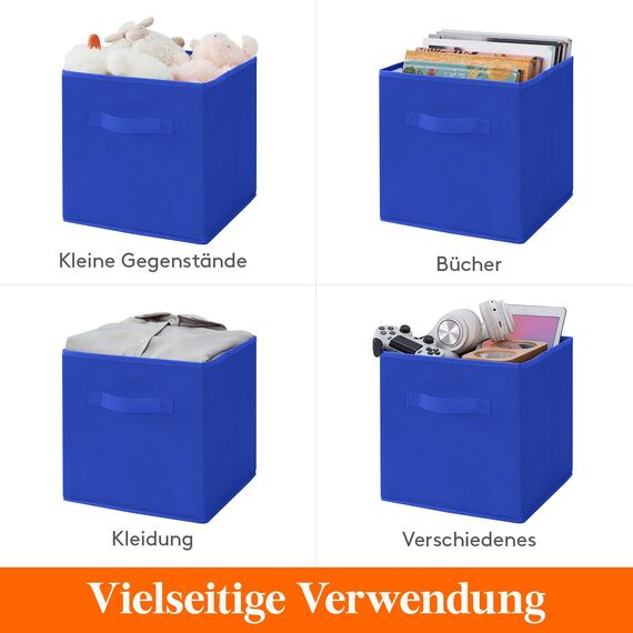 Lifewit Aufbewahrungsbox 8 Stück, Kleiderschrank Organizer, Faltbare Körbe Aufbewahrung, Ordnungsboxen mit Griffen, Storage Boxes für Kleidung, Handtücher, Bücher, Regalkörbe 26 x 26 x 27 cm,18L, Blau