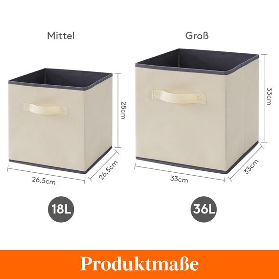 Lifewit 6 Stück Aufbewahrungsbox aus Stoff, Faltbar Aufbewahrungswürfel Kallax Boxen Aufbewahrung aus Vliesstoff mit Griff für Würfelregal Kallax Boxen Regal Einsatz, 30x30x30cm, 27L Khaki