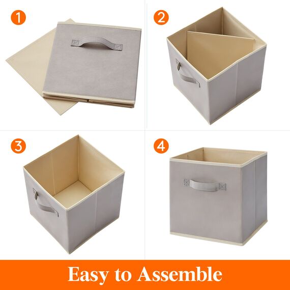 Lifewit 6 Stück Aufbewahrungsbox aus Stoff, Faltbar Aufbewahrungswürfel Kallax Boxen Aufbewahrung aus Vliesstoff mit Griff für Würfelregal Kallax Boxen Regal Einsatz, 30x30x30cm, 27L Hellgrau