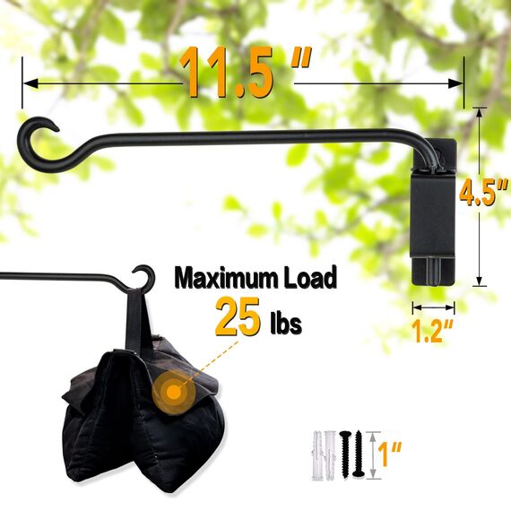 Qiang Ni Pflanzenaufhänger im Freien: 30,5 cm Vogelfutterstation Halterung für Garten Terrasse Dekor - Schwenkbare verstellbare Wandhalterung Pflanzenhaken zum Aufhängen von Blumenkörben