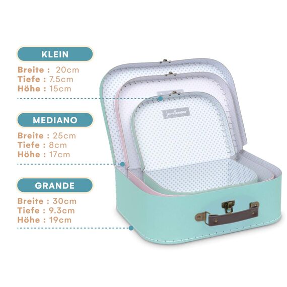 Jewelkeeper - Pappkoffer, Satz von 3 - Storage Geschenkboxen für Geburtstag, Hochzeit, Kinderzimmer, Büro, Dekoration, Displays, Spielzeug, Fotos - Retro Pastell Aufbewahrungsboxen