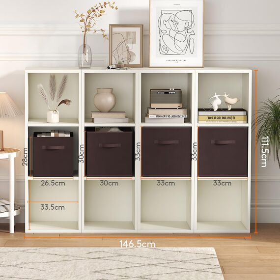 Lifewit Aufbewahrungsbox 8 Stück, Kleiderschrank Organizer, Faltbare Körbe Aufbewahrung, Ordnungsboxen mit Griffen, Storage Boxes für Kleidung, Handtücher, Bücher, Regalkörbe 26 x 26 x 27 cm, Braun