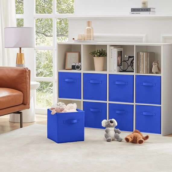 Lifewit Aufbewahrungsbox 8 Stück, Kleiderschrank Organizer, Faltbare Körbe Aufbewahrung, Ordnungsboxen mit Griffen, Storage Boxes für Kleidung, Handtücher, Bücher, Regalkörbe 26 x 26 x 27 cm,18L, Blau