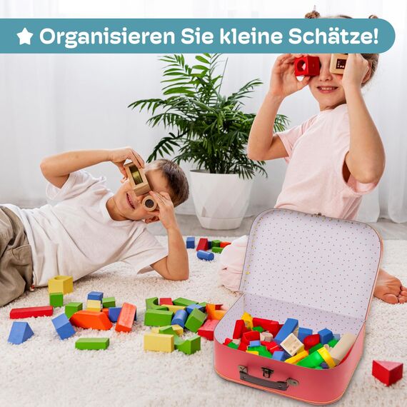 Jewelkeeper - Pappkoffer, Satz von 3 - Storage Geschenkboxen für Geburtstag, Hochzeit, Kinderzimmer, Büro Dekoration, Displays, Spielzeug, Fotos - Rot, Türkis und Gelb Aufbewahrungsboxen
