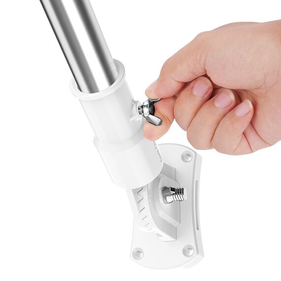 Geek Cheers Fahnenmast-Halterung, mehrere Positionen, Flaggenhalterung, strapazierfähig, T304 Edelstahl-Fahnenmasthalterung für Haus und Kombi, robust, rostfrei, verstellbare Winkelhalterung, Weiß