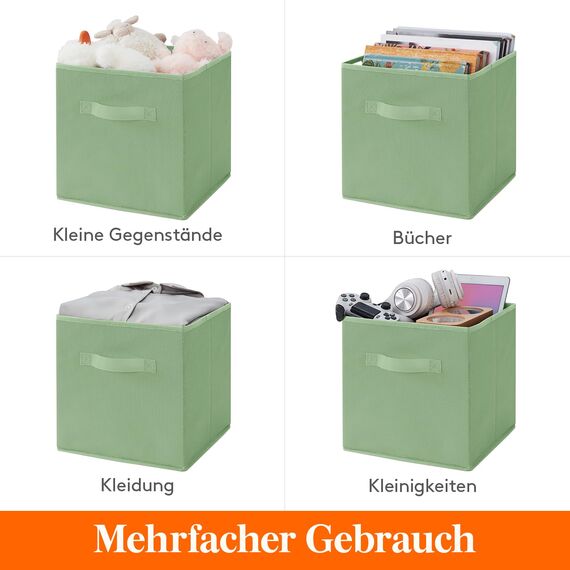 Lifewit 8 Stück Aufbewahrungsbox aus Stoff, Faltbar Aufbewahrungswürfel Aufbewahrung aus Vliesstoff mit Griff für Würfelregal Regal Einsatz, 33 X 33 X 33 cm,36L, Bunt