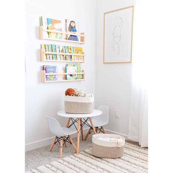 OrganiHaus Aufbewahrungskorb Rechteckig Geflochten, Körbe Aufbewahrung Wohnzimmer, Kinderzimmer, Badezimmer, Deko Korb, Faltbar mit Griffen für Decken & Spielzeug – Braun & Cremeweiß, 37x25x22,5 cm