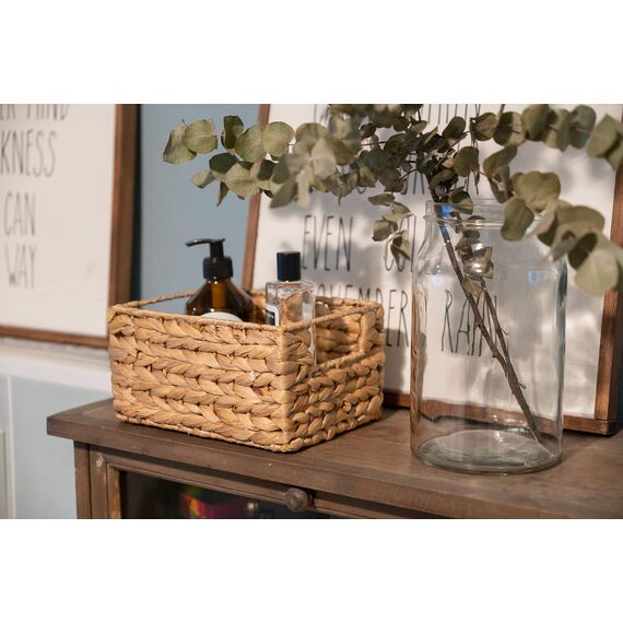 Decorasian Korb Aufbewahrung geflochten aus Wasserhyazinthe - Seegras rechteckig - 2 Stück Größe S