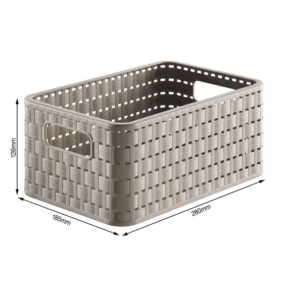 Rotho Country 3er-Set Aufbewahrungsbox 6l in Rattan-Optik, Kunststoff, beige