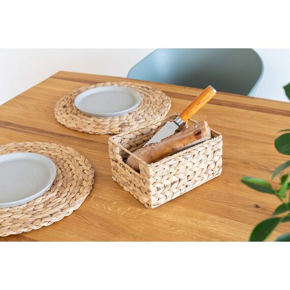 Decorasian Korb Aufbewahrung geflochten aus Wasserhyazinthe - Seegras rechteckig - 2 Stück Größe S