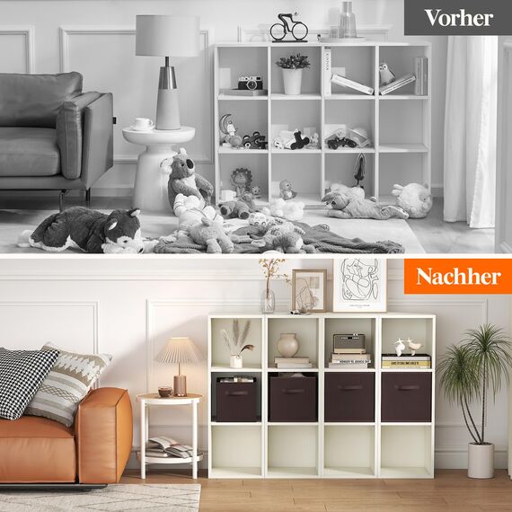 Lifewit Aufbewahrungsbox 8 Stück, Kleiderschrank Organizer, Faltbare Körbe Aufbewahrung, Ordnungsboxen mit Griffen, Storage Boxes für Kleidung, Handtücher, Bücher, Regalkörbe 26 x 26 x 27 cm, Braun