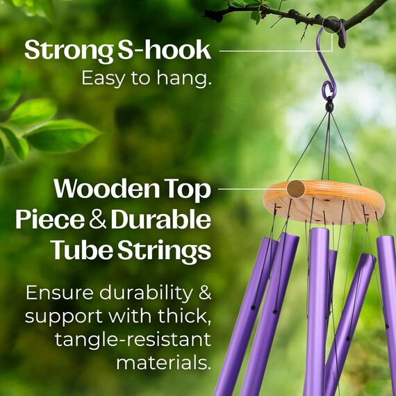 UpBlend Outdoors Windspiel für draußen – 73,7 cm silbernes Windspiel für draußen, harmonisches Windspiel für draußen, Windspiele für Mutter, Oma, Windspiel für sie