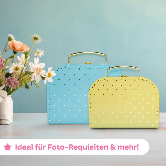 Jewelkeeper - Pappkoffer, Satz von 3 - Storage Geschenkboxen für Geburtstag Hochzeit Kinderzimmer Büro Dekoration Displays Spielzeug Fotos - Goldfolie Polka Dot Aufbewahrungsboxen