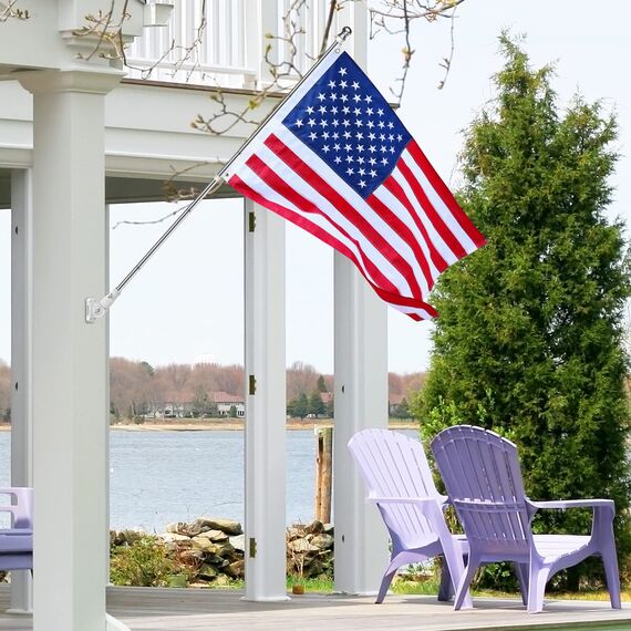 Geek Cheers Fahnenmast-Halterung, mehrere Positionen, Flaggenhalterung, strapazierfähig, T304 Edelstahl-Fahnenmasthalterung für Haus und Kombi, robust, rostfrei, verstellbare Winkelhalterung, Weiß