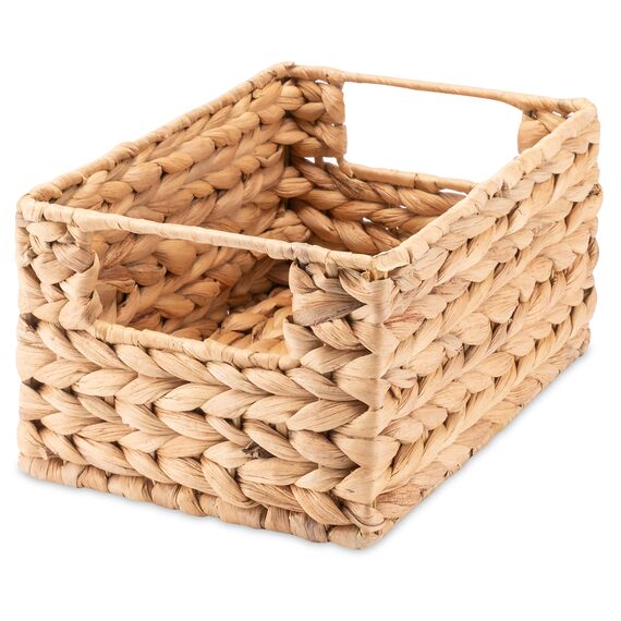 Decorasian Korb Aufbewahrung geflochten aus Wasserhyazinthe - Seegras rechteckig - 2 Stück Größe S