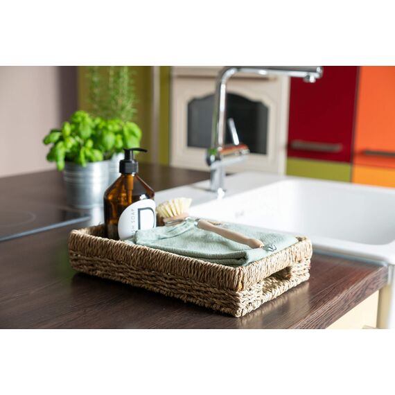 Decorasian Korb Aufbewahrung geflochten aus Seegras - Tablett rechteckig - 2er Set