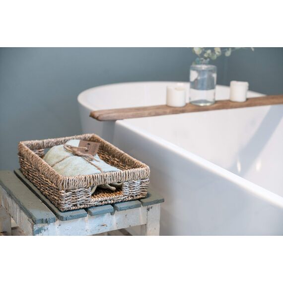 Decorasian Korb Aufbewahrung geflochten aus Seegras - Tablett rechteckig - 2er Set