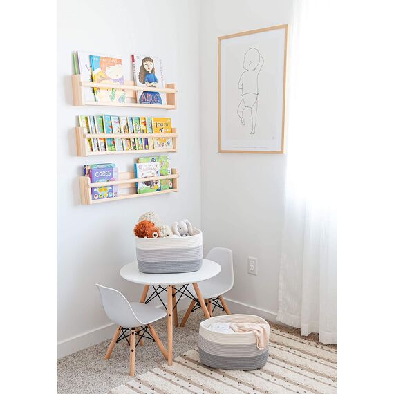 OrganiHaus Aufbewahrungskorb 3er-Set, Kleine Gewebte Körbe zum Sortieren aus Baumwolle, Handtuch- und Wäschekorb Geflochten für das Bad, Dekorativer Aufbewahrungskorb Geflochten. 3-farbiges Grau