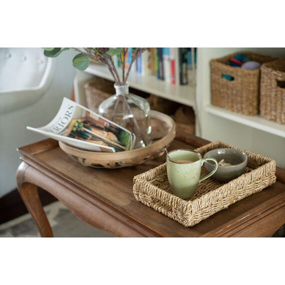 Decorasian Korb Aufbewahrung geflochten aus Seegras - Tablett rechteckig - 2er Set