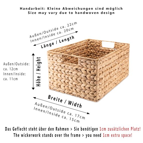 Decorasian Korb Aufbewahrung geflochten aus Wasserhyazinthe - Seegras rechteckig - 2 Stück Größe S