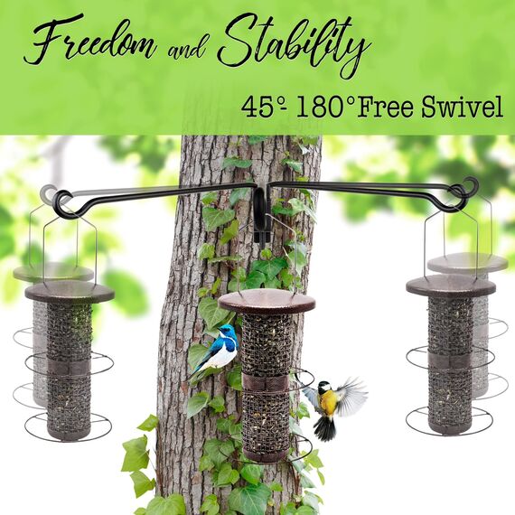 Qiang Ni Pflanzenaufhänger im Freien: 30,5 cm Vogelfutterstation Halterung für Garten Terrasse Dekor - Schwenkbare verstellbare Wandhalterung Pflanzenhaken zum Aufhängen von Blumenkörben