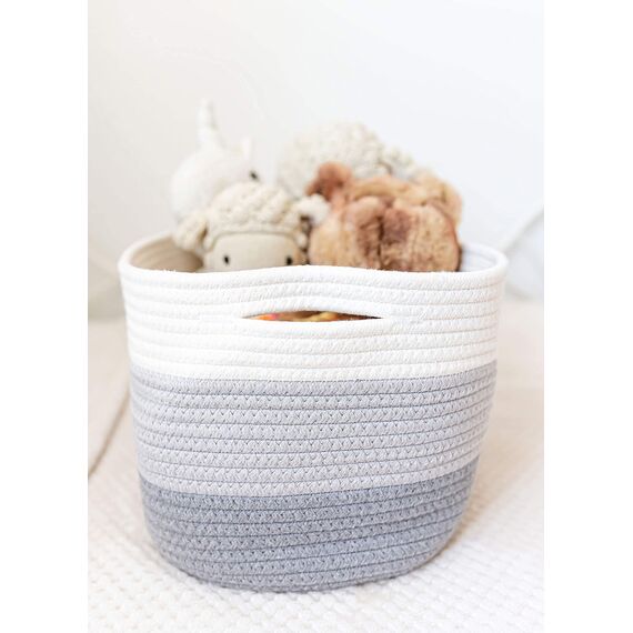 OrganiHaus Aufbewahrungskorb 3er-Set, Kleine Gewebte Körbe zum Sortieren aus Baumwolle, Handtuch- und Wäschekorb Geflochten für das Bad, Dekorativer Aufbewahrungskorb Geflochten. 3-farbiges Grau