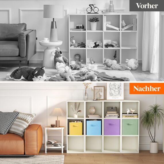 Lifewit 8 Stück Aufbewahrungsbox aus Stoff, Faltbar Aufbewahrungswürfel Aufbewahrung aus Vliesstoff mit Griff für Würfelregal Regal Einsatz, 33 X 33 X 33 cm,36L, Bunt