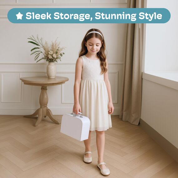 Jewelkeeper Koffer aus Karton, Vintage-Design, dekorative Aufbewahrungsbox, Aufbewahrungslösung, Dekor für Geburtstag und Hochzeit, Weiß, 3 Stück