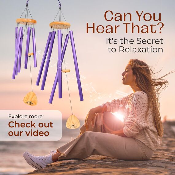 UpBlend Outdoors Windspiel für draußen – 73,7 cm silbernes Windspiel für draußen, harmonisches Windspiel für draußen, Windspiele für Mutter, Oma, Windspiel für sie