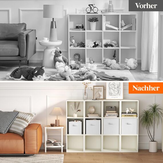 Lifewit 12 Stück Aufbewahrungswürfel, Aufbewahrungsbox aus Stoff, Ordnungsboxen aus Vliesstoff mit Griff für Würfelregal, Faltbox, Kleideraufbewahrung, Ordnungsboxen, 26,5 X 26,5 X 28 cm, Weiß