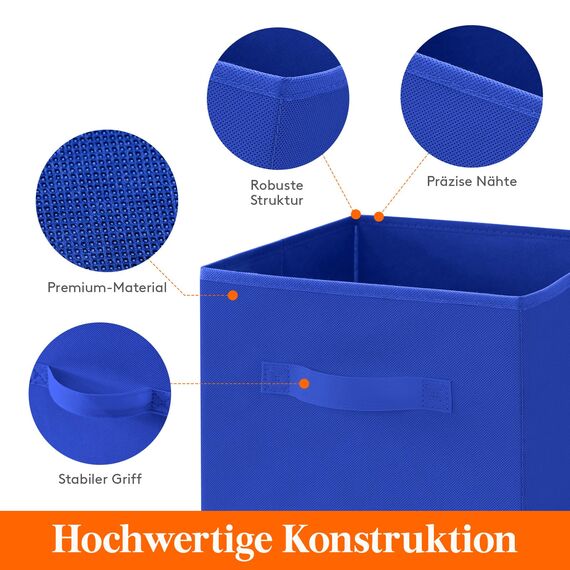 Lifewit Aufbewahrungsbox 8 Stück, Kleiderschrank Organizer, Faltbare Körbe Aufbewahrung, Ordnungsboxen mit Griffen, Storage Boxes für Kleidung, Handtücher, Bücher, Regalkörbe 26 x 26 x 27 cm,18L, Blau