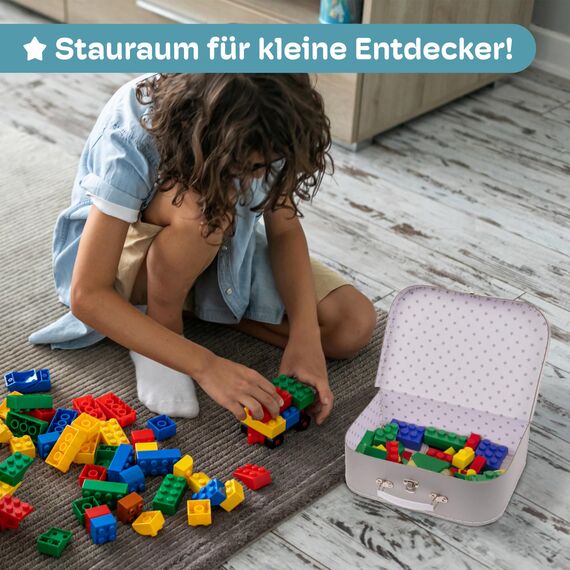 Jewelkeeper 3er-Set Kinderkoffer Hutschachtel - Stapelbare Pappkoffer für Geschenke, Dekoration, Aufbewahrung, Spielzeug, Fotos und Nähzubehör - Design mit grauen Sternen