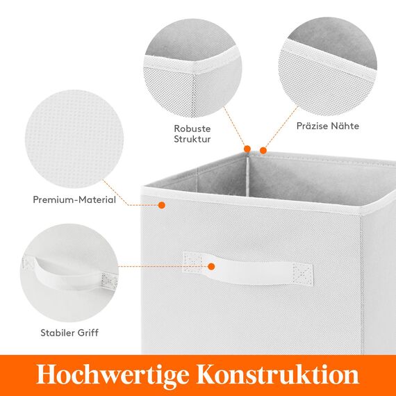 Lifewit 12 Stück Aufbewahrungswürfel, Aufbewahrungsbox aus Stoff, Ordnungsboxen aus Vliesstoff mit Griff für Würfelregal, Faltbox, Kleideraufbewahrung, Ordnungsboxen, 26,5 X 26,5 X 28 cm, Weiß
