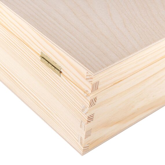 Creative Deco A4 Holzkiste mit Deckel | 33,8 x 24,8 x 10 cm (+/- 1 cm) | Unlackierte Aufbewahrungs-Box | Große Schatulle | Große Holzbox Ideal zur Lagerung der Wertsachen, Spielzeugen und Werkzeugen