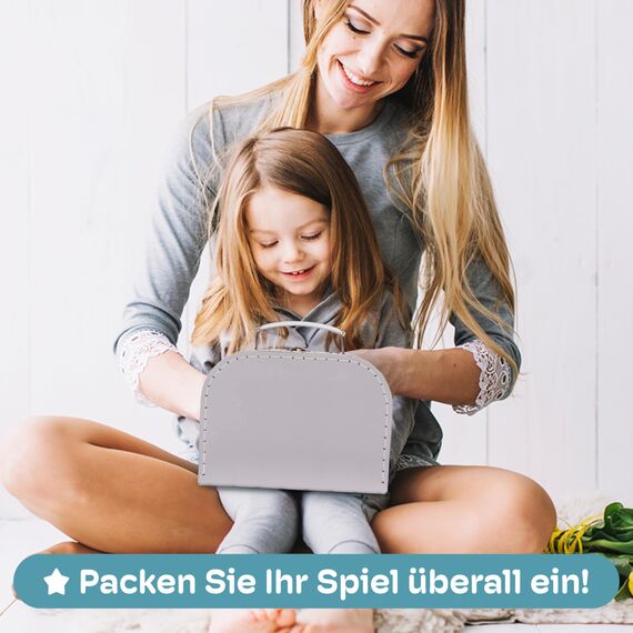 Jewelkeeper 3er-Set Kinderkoffer Hutschachtel - Stapelbare Pappkoffer für Geschenke, Dekoration, Aufbewahrung, Spielzeug, Fotos und Nähzubehör - Design mit grauen Sternen