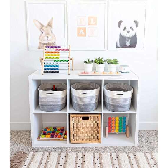 OrganiHaus Aufbewahrungskorb 3er-Set, Kleine Gewebte Körbe zum Sortieren aus Baumwolle, Handtuch- und Wäschekorb Geflochten für das Bad, Dekorativer Aufbewahrungskorb Geflochten. 3-farbiges Grau