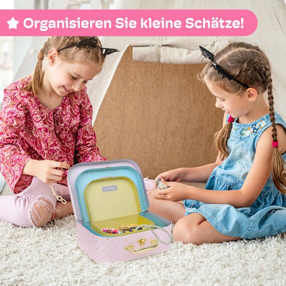 Jewelkeeper - Pappkoffer, Satz von 3 - Storage Geschenkboxen für Geburtstag Hochzeit Kinderzimmer Büro Dekoration Displays Spielzeug Fotos - Goldfolie Polka Dot Aufbewahrungsboxen