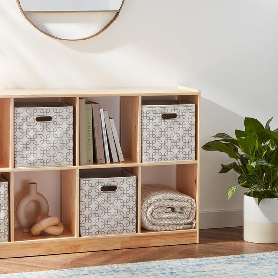 Amazon Basics Aufbewahrungswürfel aus Stoff, faltbar, mit ovalen Ösen, 6er-Pack, Gliedermuster