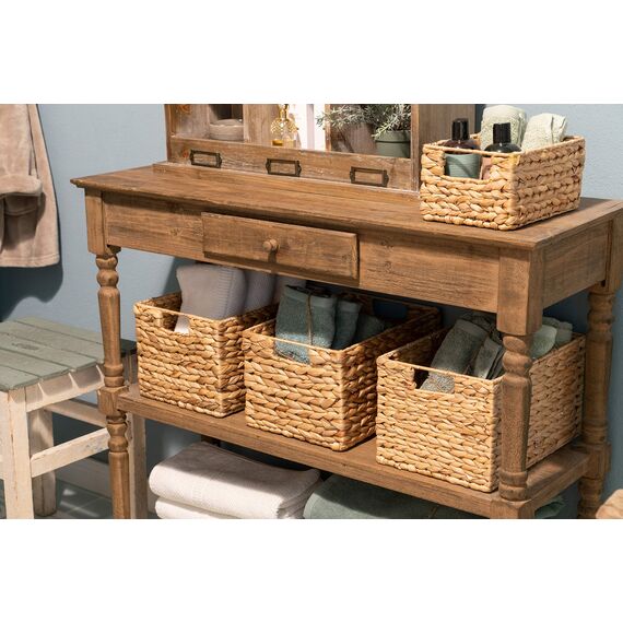 Decorasian Korb Aufbewahrung geflochten aus Wasserhyazinthe - Seegras rechteckig - 2 Stück Größe S