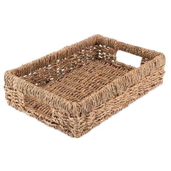Decorasian Korb Aufbewahrung geflochten aus Seegras - Tablett rechteckig - 2er Set