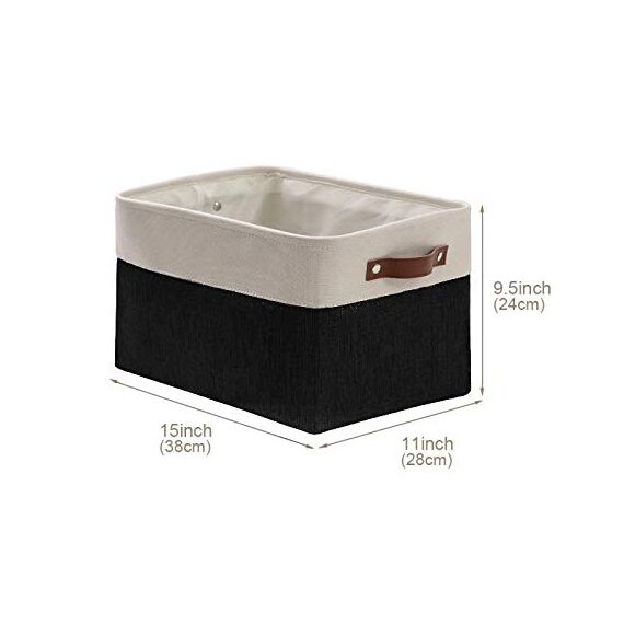 DECOMOMO Faltbarer Aufbewahrungskorb | Faltbarer stabiler Stoffkorb mit Griffen für die Organisation von Regal, Kinderzimmer, Spielzeugschrank (gemischt, neutral, groß – 15 x 11 x 9,5 – 3 Stück)