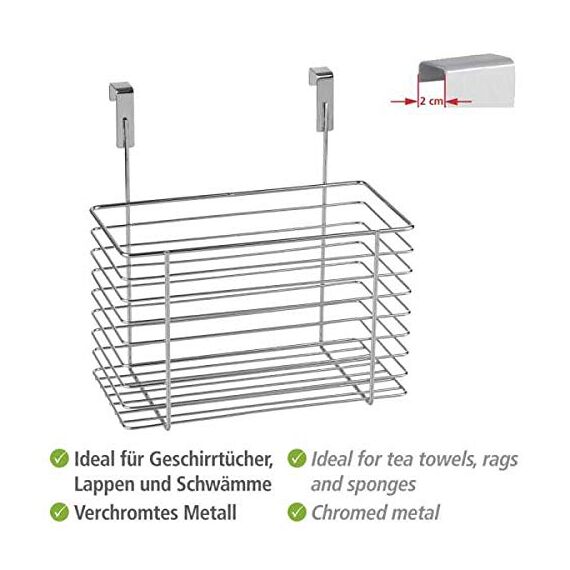 WENKO Einhängekorb Slim, Organizer zum Einhängen an Schranktür oder Schublade, Korb aus Metall, 24 x 24,5 x 15 cm, Chrom