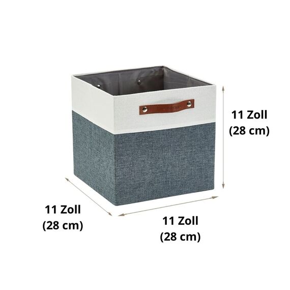 DECOMOMO faltbare Aufbewahrungskorb | robuster Stoffkorb mit Griffen für die Organisation von Regal, Kinderzimmer, Spielzeug, Schrank (Slate gray and white, 28cm – 4 Stück)