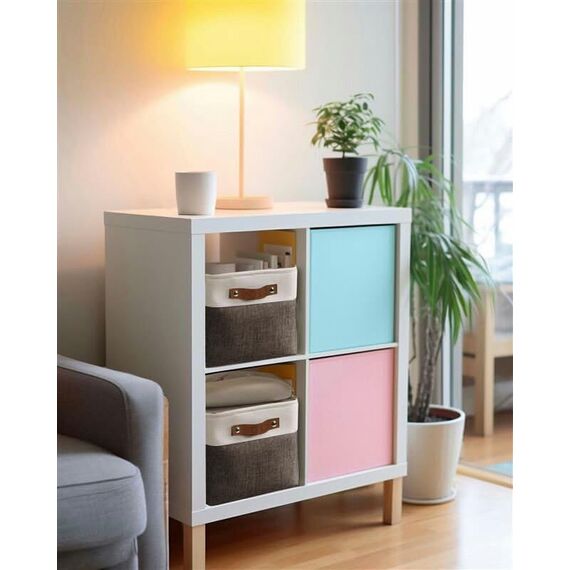 DECOMOMO faltbare Aufbewahrungskorb | robuster Stoffkorb mit Griffen für die Organisation von Regal, Kinderzimmer, Spielzeug, Schrank (Braun und Weiß, groß–3 Stück)