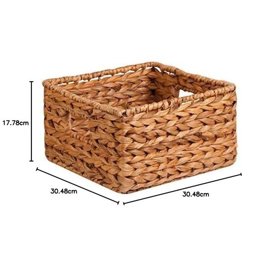 Honey-Can-Do DREI gewebte Aufbewahrungskörbe aus Wasserhyazinthe mit Griffen, Bananenblatt, Stahl, Natur, 3-Pack, 3 (Packung mit 3)