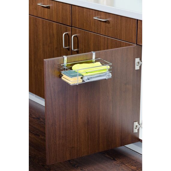 WENKO Einhängekorb Klein, Organizer zum Einhängen an Schranktür oder Schublade, Korb aus Metall, 24 x 11,5 x 15 cm, Chrom