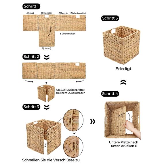 StorageWorks Weidenkörbe zum Korb geflochten, natürlich Wasserhyazinthe Korb zum Ordnen, handgewebte Weiden-Aufbewahrungswürfel für Regale, stabil Badezimmer-Körbchen, groß, 2 Stück