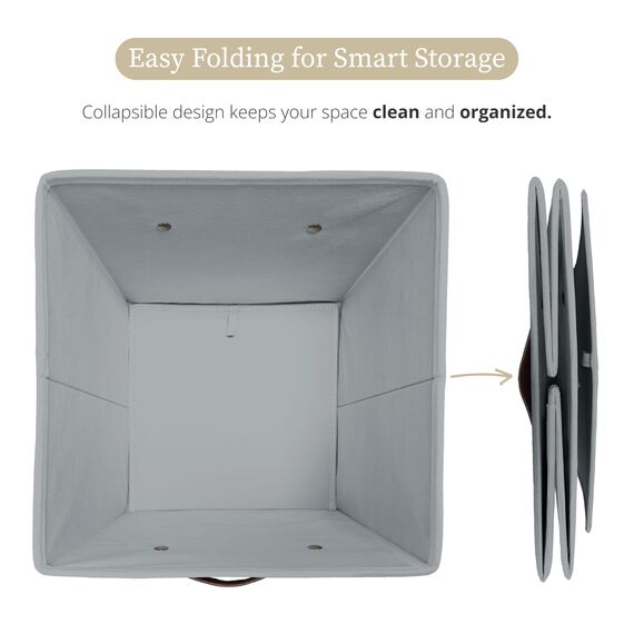 DECOMOMO Aufbewahrungswürfel, 33 x 33 x 33 cm, Aufbewahrungswürfel mit Etiketten, Stoff-Organizer-Behälter (33 cm, 6 Stück, grau)