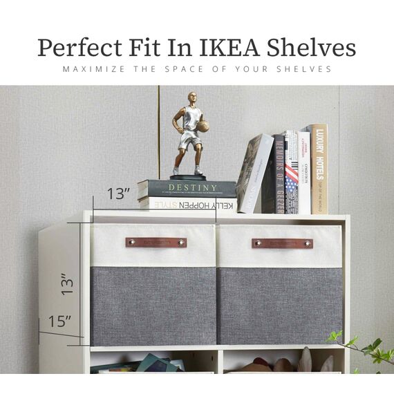 DECOMOMO Kallax Aufbewahrungswürfel, 33 x 38 x 33 cm, Körbe zum Organisieren von Regalen (Grau und Weiß, 4er-Pack)